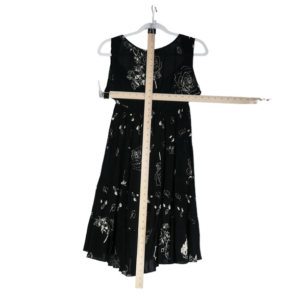 Patrons of Piece Black Dress Womens Size XS Black Floral Sheer Elastic Waist - Picture 8 of 11